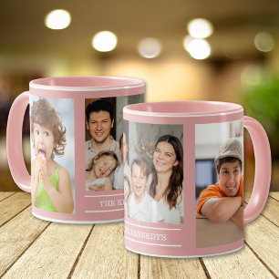 Maak Je Eigen Familie Naam 3 Foto Collage Roze Mok