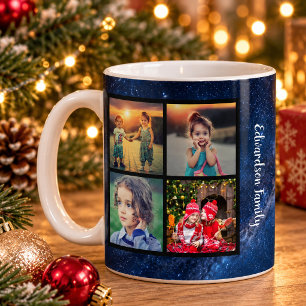 Maak je eigen familiefotocollage Kerstmis Koffiemok