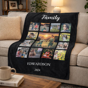 Maak je eigen familiefotocollage monogram naam fleece deken
