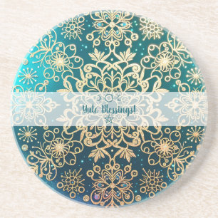 Maak je eigen Festive Gouden Sneeuwvlokken Yule Zandsteen Onderzetter