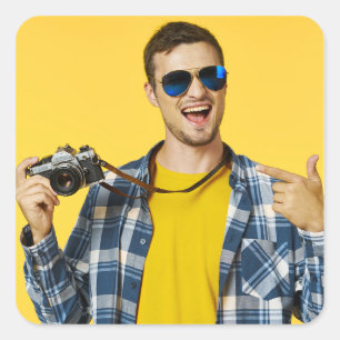 Maak je Eigen Foto Aangepaste Afbeelding Vierkante Sticker