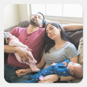 Maak Je Eigen Foto Aangepaste Foto DIY Familie Vierkante Sticker