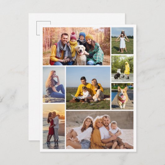 Maak Je Eigen Foto Collage van 8 Foto's Briefkaart (Voorkant / Achterkant)