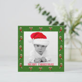 Maak Je Eigen Foto Kerst Kerstmuts Patroon Feestdagenkaart (Staand voorkant)