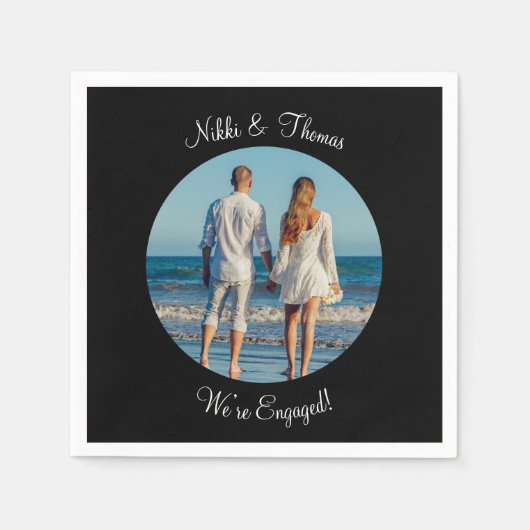 Maak je eigen foto verlovingsnaam koppel servet (Voorkant)