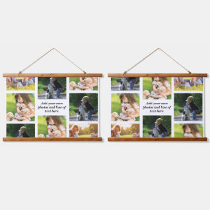 Maak je eigen fotocollage en tekst hangend wandkleed