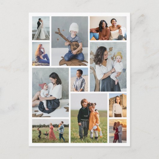 Maak je eigen fotocollage van 11 foto's briefkaart (Voorkant)