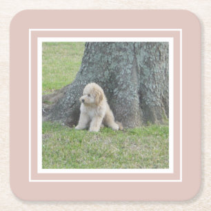 Maak je eigen fototemplate roze en wit vierkante kartonnen onderzetter