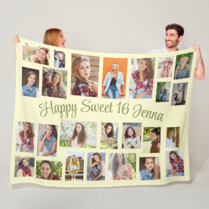 Maak Je Eigen Gele 25 Foto Happy Sweet 16 Fleece Deken
