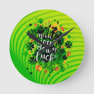 Maak je eigen geluk! acrylwandklok ronde klok