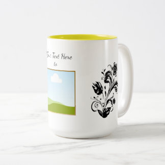 Maak je eigen gepersonaliseerde sjabloontekst tweekleurige koffiemok
