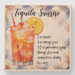 Maak je eigen geruite Tequila Sunrise-recept Stenen Onderzetter