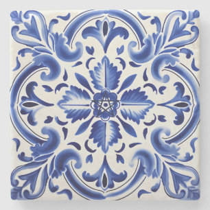Maak je eigen geschilderde blauwe Talavera bloemmo Stenen Onderzetter
