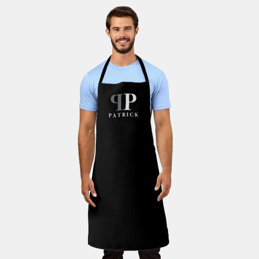 Maak je eigen gespiegelde monogram initiaal BBQ sc Schort (Gedragen)