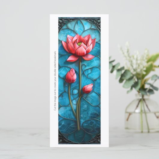 Maak je eigen glas-in-lood roze lotus bladwijzer (Staand voorkant)
