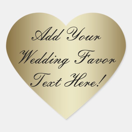 Maak je eigen Gold Wedding Favor Hart Sticker (Voorkant)