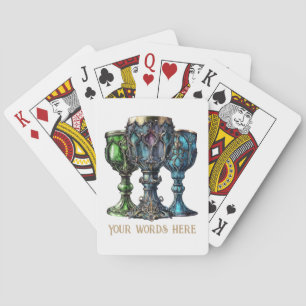 Maak je eigen gotische groene en blauwe kelken pokerkaarten