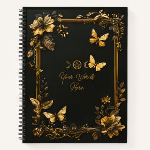 Maak Je Eigen Gouden Bloemvlinders Zwart Notitieboek