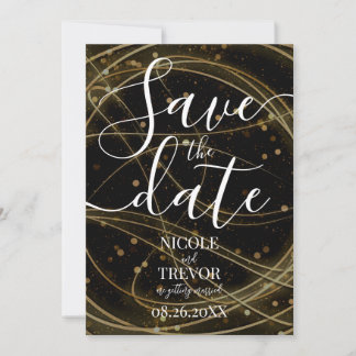 Maak je eigen gouden ronde lijnen trouwkaart save the date
