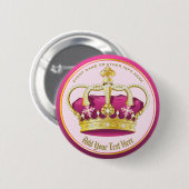 Maak je eigen goudroze parelparels meisje ronde button 5,7 cm (Voorkant /achterkant)