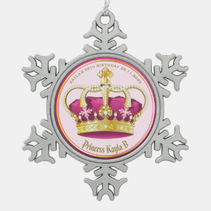 Maak je eigen goudroze parelparels meisje tin sneeuwvlok ornament