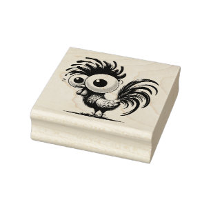 Maak je eigen grillige haan met grote ogen rubberstempel