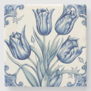Maak Je Eigen Groene Blauwe Behendige Tulp Bloemen Stenen Onderzetter