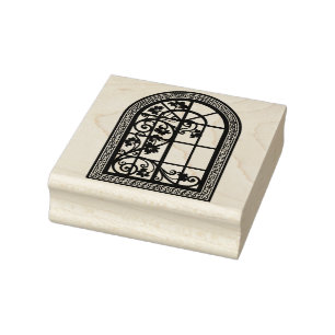 Maak Je Eigen Hoge Gewelfde Klimop Wijnstok Raam Rubberstempel
