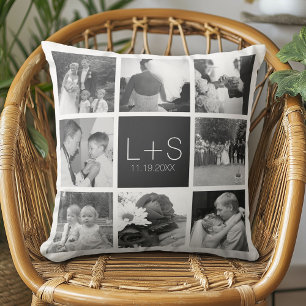 Maak Je Eigen Huwelijksfotocollage Monogram Kussen