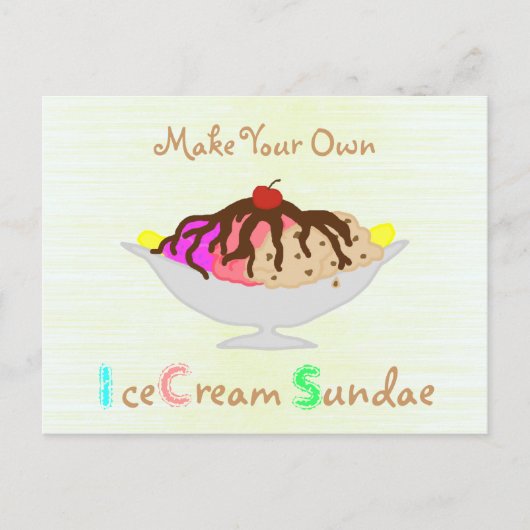 Maak je eigen Ice Cream Sundae Party uitnodiging (Voorkant)