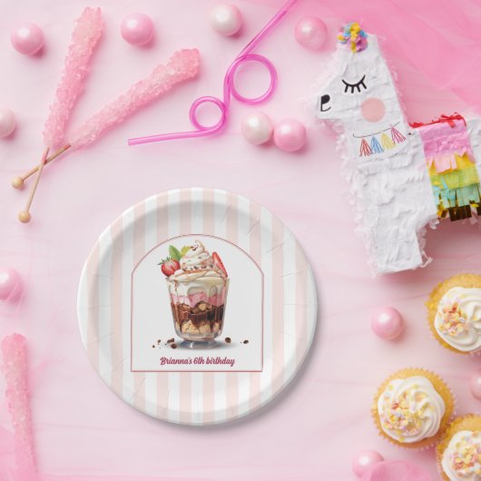 Maak je eigen Ice Cream Sundae verjaardagsfeestje Papieren Bordje (Feest)