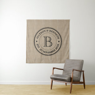 Maak Je Eigen Jute Logo Jubileum Monogram Wandkleed