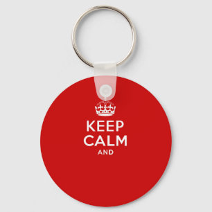 Maak je eigen 'Keep Calm and carry on' kroon rood Sleutelhanger