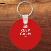 Maak je eigen 'Keep Calm and carry on' kroon rood Sleutelhanger (Voorkant)