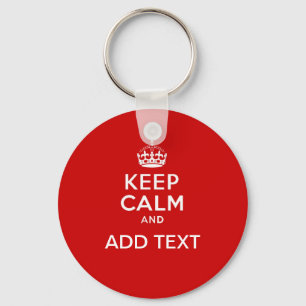 Maak je eigen 'Keep Calm and carry on' kroon rood Sleutelhanger