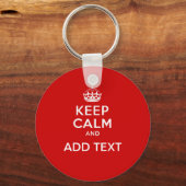Maak je eigen 'Keep Calm and carry on' kroon rood Sleutelhanger (Voorkant)