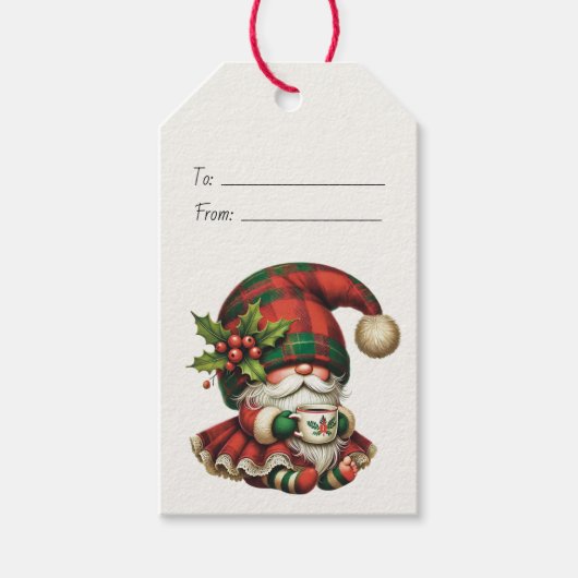 Maak Je Eigen Kerst Plaid Kabouter Thee Cadeaulabel (Voorkant)