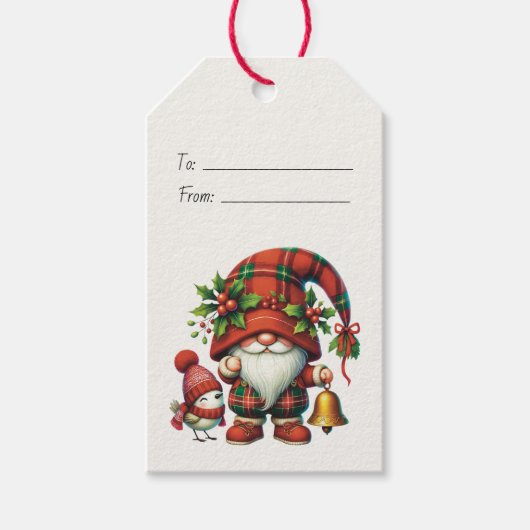 Maak je eigen Kerstmis plaid kabouter Cadeaulabel (Voorkant)