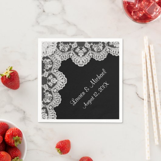 Maak je eigen kleur faux witte kant bruiloft servetten (Insitu)