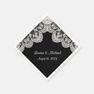 Maak je eigen kleur faux witte kant bruiloft servetten