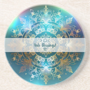 Maak Je Eigen Kleurrijke Gouden Sneeuwvlok Yule Zandsteen Onderzetter