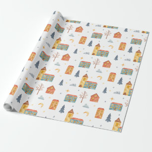Maak Je Eigen Kleurrijke Kerststad Cadeaupapier