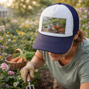 Maak je eigen koffie voor het tuinieren trucker pet