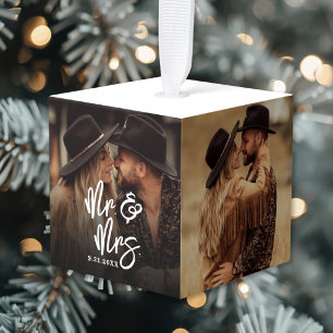 Maak Je Eigen Koppel Foto Kerstmis Kubus Ornament