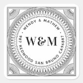 Maak Je Eigen Koppel Monogram Terug Adres Vierkante Sticker (Voorkant)