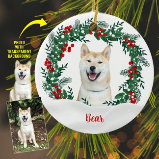 Maak je eigen krans Kerst hond foto Keramisch Ornament