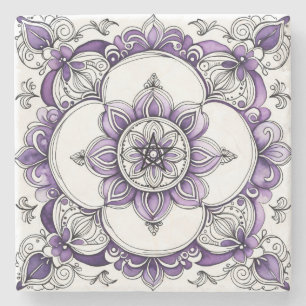 Maak Je Eigen Lavendel Paarse Bloem Mandala Stenen Onderzetter