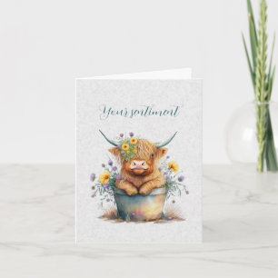Maak Je Eigen Lente Highland Stier & Wilde Bloemen Kaart