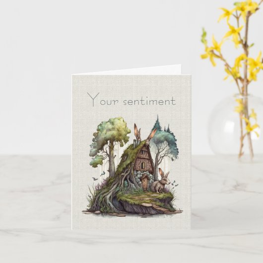 Maak Je Eigen Lentekonijnverblijf Kaart (Gele Bloem)