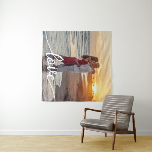 Maak Je Eigen Liefdesscript Romantisch Koppel Foto Wandkleed (In Situ (horizontaal))